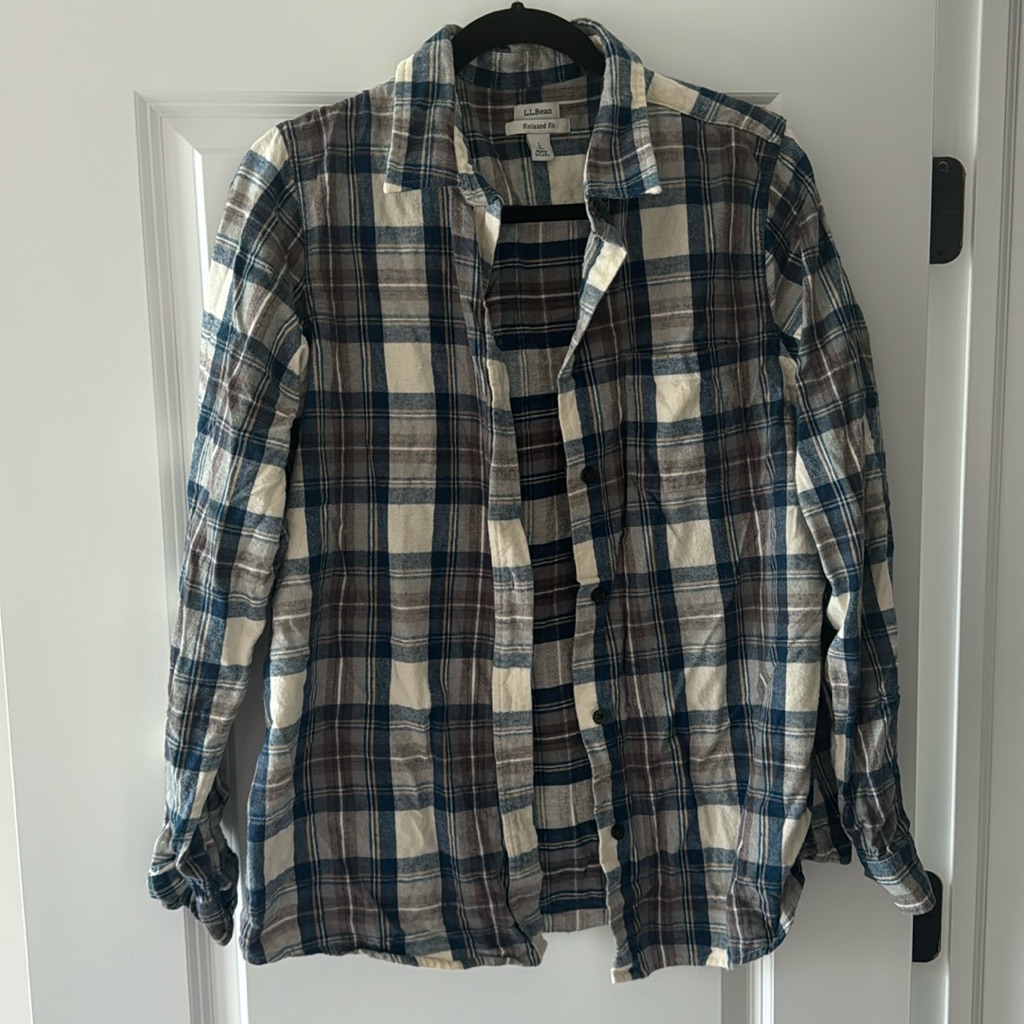 Blue & White Plaid L.L. Bean Flannel